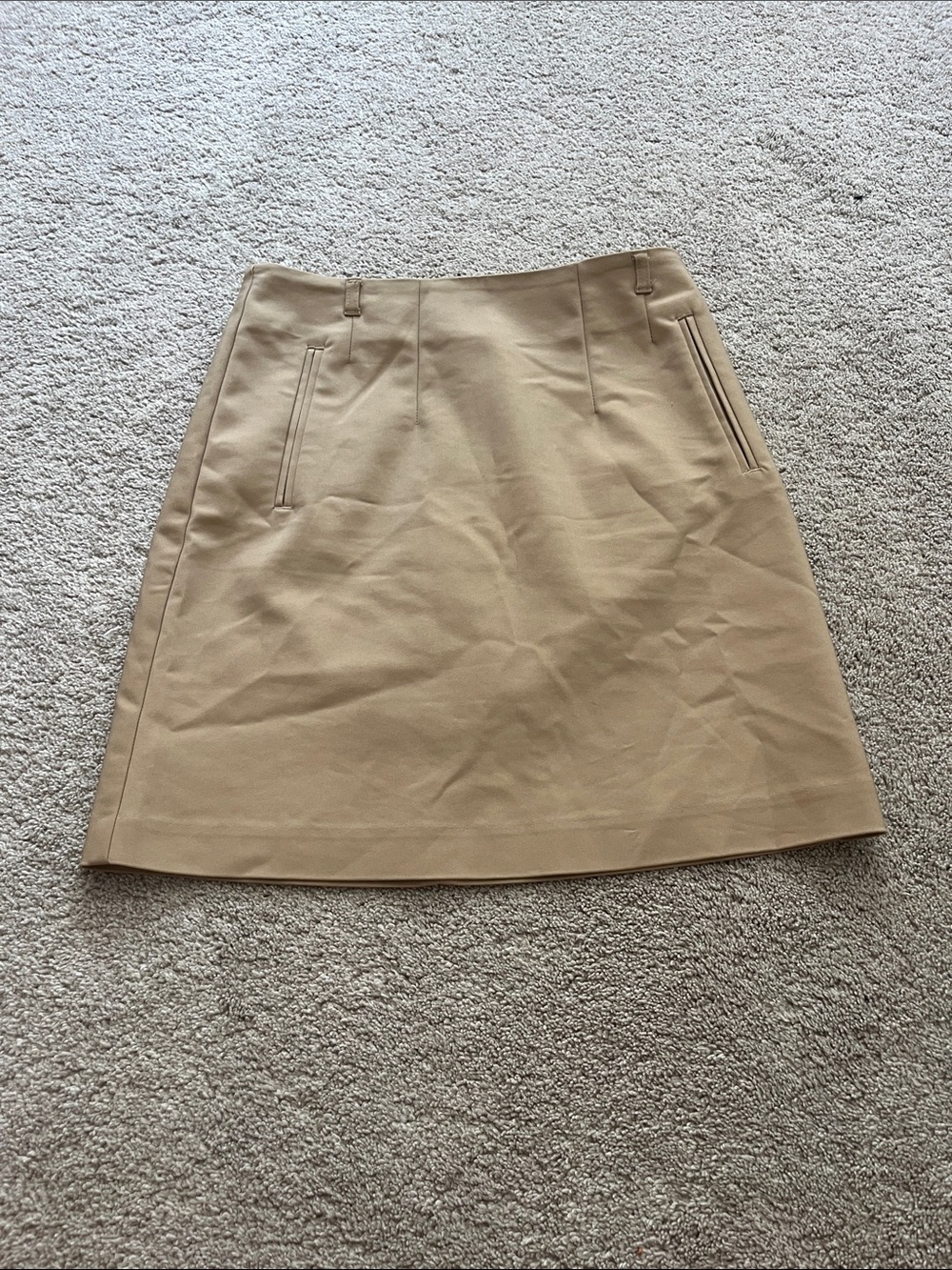 H&M Tan A-Line Skirt with Front Welt Pockets